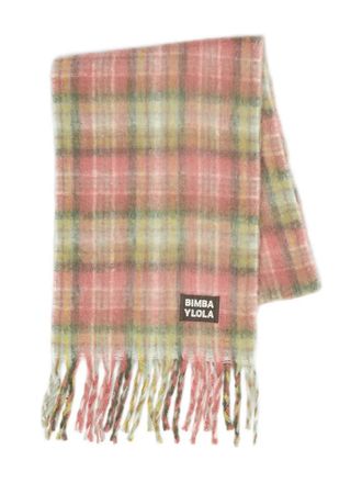 Bimba & Lola plaid fringed scarf - women - Polyester/Recycled Polyester - One Size - Pink