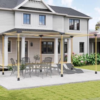 OUTSUNNY Pergola Kit, Pergola Brackets with 3-Way & 4-Way Corner Brackets in Black