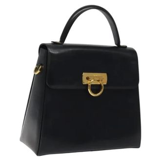 Ferragamo Tweedehands leren handtassen - Dames - Pre-owned - Zwart - Maat: ONE Size Leer