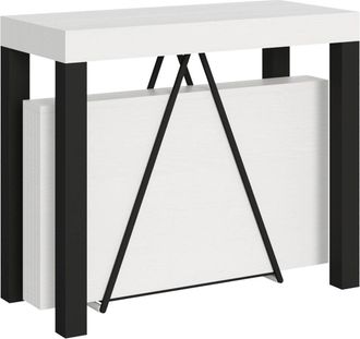 ITYhome Consola extensible 90x40/300 cm effecto madera, fresno blanco