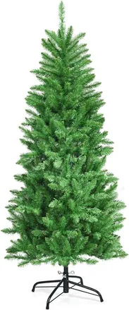 Costway Rbol De Navidad Artificial Con Luces Led De Blanco C&aacute;lido,soporte De Metal Y Agujas De Pvc Navidad Decoraci&oacute;n Para Hogar Oficina 150cm - Costway