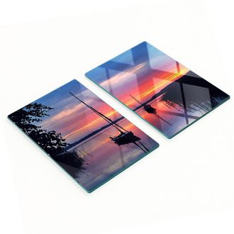 OEM Taglieri Da Cucina In Vetro Temperato Con Grafica Di Barca A Vela E Sole, 2x40x52 Cm