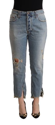 Cycle Distressed Mid Waist Cropped Womens Jeans
