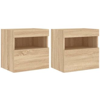 vidaXL Vidaxl - Muebles De Tv De Pared Luces Led 2 Uds Roble Sonoma 40x30x40 Cm