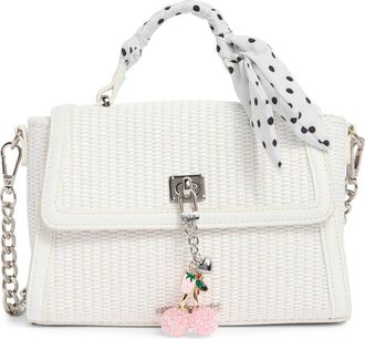 Madden Girl Scarf & Fruit Charm Straw Handbag in White at Nordstrom Rack