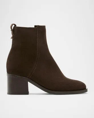 La Canadienne Jordan Suede Square-Toe Zip Booties