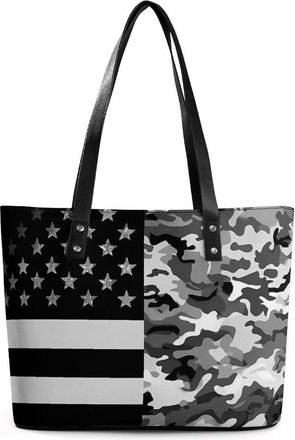 Generic Army Green Camouflage USA Flag Tote Bags for Women Cute Shoulder Purses Handbags