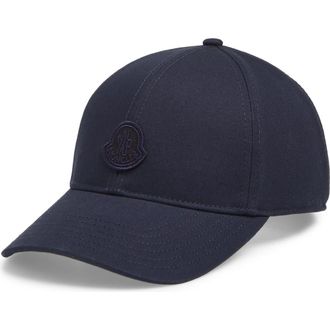Moncler Embroidered Logo Patch Adjustable Baseball Cap in Obsidian Blue at Nordstrom