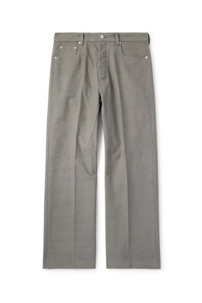 Rick Owens Geth Wide-Leg Brushed Organic Cotton-Twill Trousers