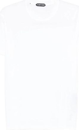 Tom Ford Lyocell Katoen T-Shirt met Ronde Hals - Heren - T-shirts - Wit - L - Katoen - Tops