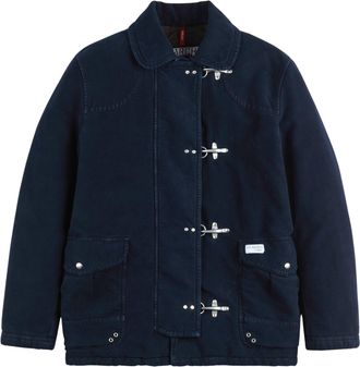 Fay Navy Blue Frosted Cotton 4 Ganci Toggle Jacket
