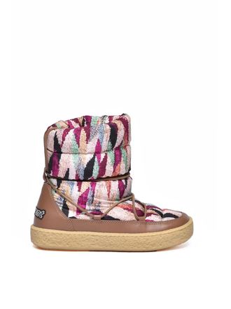 Isabel Marant Beige/Green Nylon Leather Womens Moon Boot