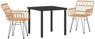 vidaXL Garden Dining Set 3 pcs Brown Poly rattan Vidaxl