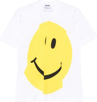 Moschino White Graphic Print Short Sleeve Top