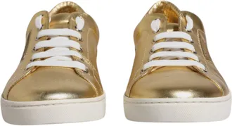 Dolce & Gabbana Gold Leather Logo London Men Sneakers Mens Shoes