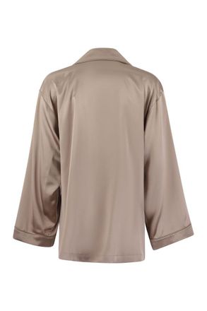 Pianoforte di Max Mara Womens Antiqued Pink Satin Vasaio Shirt - Grey Silk - Size EU 36 (Womens)