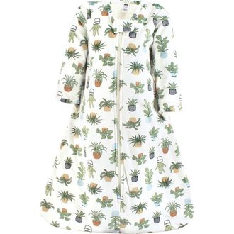 Hudson Baby Long-Sleeve Plush Faux Fur Sleeping Bag, Wearable Blanket in Plants at Nordstrom