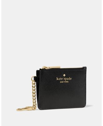 Kate Spade New York Womens Key Ring Card Holder - Black Leather - One Size
