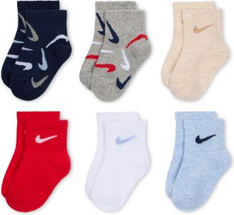 Nike Baby Swooshfetti Ankle Socks (6 Pairs) in Multicolor | NN1057-A9Y