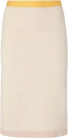 Fendi Midi Skirts, female, Beige, Size: 2XS Midi Skirt