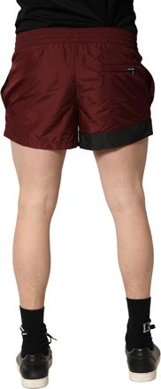 Dolce & Gabbana Mens Maroon Polyester Drawstring Shorts Swimwear