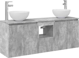 vidaXL Juego De Muebles De Ba&ntilde;o 3 Uds. Gris Hormig&oacute;n 49,5 X 35 X 63 Cm Vidaxl