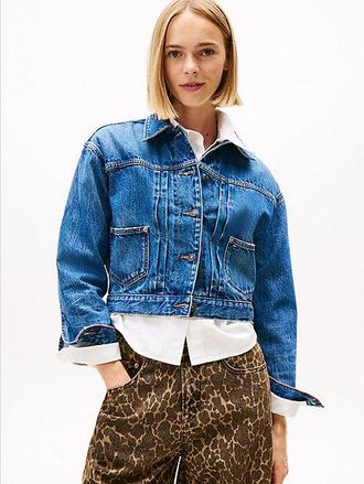 Tommy Hilfiger Cazadora vaquera Trucker plisada con hebilla trasera