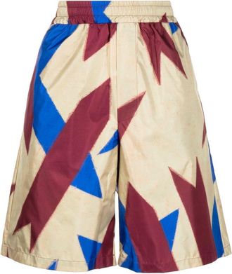 Pierre-Louis Mascia abstract-print silk Bermuda shorts - women - Silk - M - Multicolour