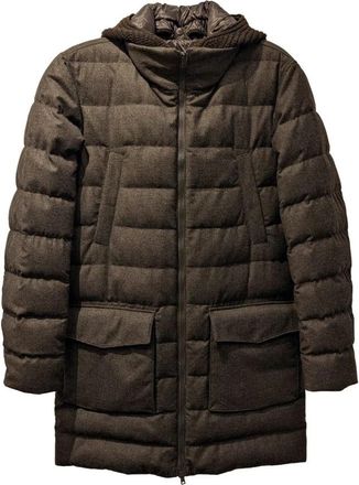 Herno Lange Jas van Wol en Kasjmier - Heren - Parka Jassen - Bruin - XL - Wol - Jassen