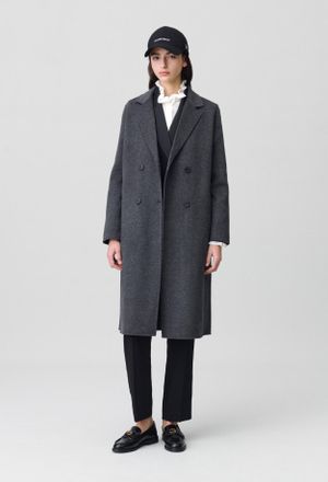 Claudie Pierlot Manteau laine double face gris chin&eacute;
