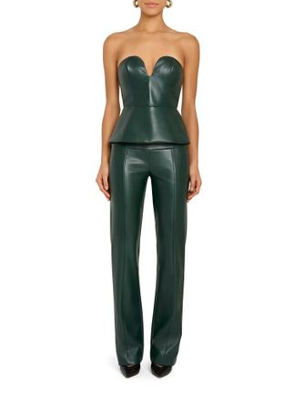 Amanda Uprichard Juno Strapless Top In Dark Green