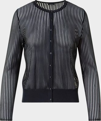 Akris Striped Sheer Cardigan