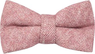 King & Priory Indian Red Herringbone Pre-Tied Bow Tie