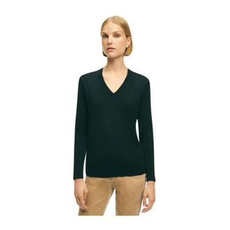 Brooks Brothers Merino-wollen V-hals trui - Dames - V-hals truien - Zwart - XS - Wol - Truien & Vesten