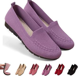 Generic Womens Orthopedic Knit Comfort Loafers - Slip-Resistant Walking Shoes, Lightweight Soft Sole Shoes for Outdoor (Purple,10.5)