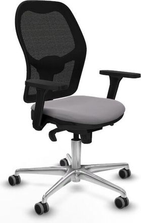 Piqueras y Crespo Piqueras Y Crespo - Jorquera Sincro Malla Negra Similpiel Gris Brazos 3d Base Aluminio Ruedas 65mm Engomada