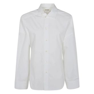 R&oacute;he Overhemden, Dames, Wit, L, Katoen, Poplin Oneven Kraag Shirt