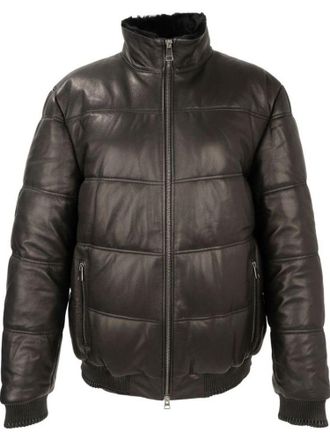 Sergio Moretti Black Padded Quilted Sheep Leather Jacket
