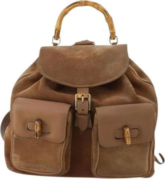 Gucci Pre-owned Backpacks, female, Brown, Size: ONE SIZE Pre-owned Vintage Bamboo Backpack
