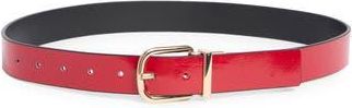 Kate Spade New York crinkle patent leather belt in Ripe Apple/Polished Gold at Nordstrom Rack, Size Medium