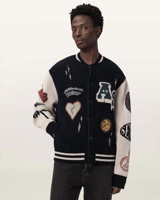 AllSaints Chase Jacquard Knit Cardigan