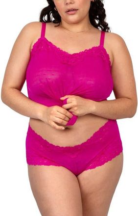 Curvy Couture Sheer Whisper Camisole & Boyshorts Set in Glam Berry at Nordstrom, Size Xxx-Large