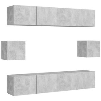 vidaXL Vidaxl - 6 Piece tv Cabinet Set Concrete Grey Engineered Wood
