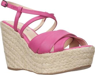 Bruno Menegatti Womens Grace Ankle Strap Wedge Leather Sandal In Fucsia