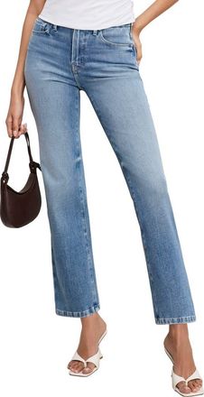 Good American Good Legs Soft-Tech High Waist Ankle Straight Leg Jeans in Indigo1012 at Nordstrom