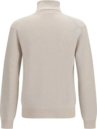 Brioni Mens Wool And Cashmere Turtleneck Sweater Beige-White Beige/white