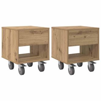 vidaXL Mesita De Noche 2 Pcs Roble Artesanal 40,5 X 40 X 48 Cm Vidaxl