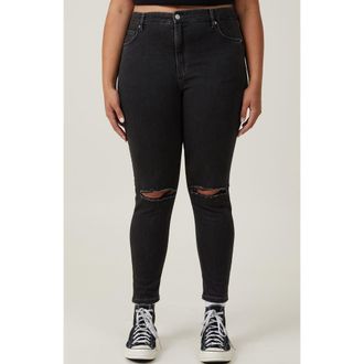Cotton On Womens High Rise Skinny Jean in Graphite Black Rip at Nordstrom, Size 20