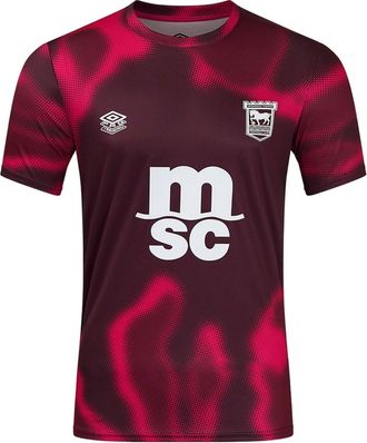 Umbro Volwassen unisex 24/25 Ipswich Town FC Jersey met korte mouwen (Vijg/Nieuw Klaroen/Bietenwortel)