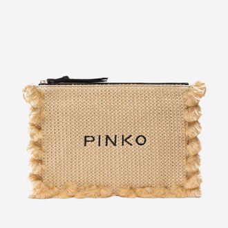 Pinko Pinko Raffia Clutch With Logo